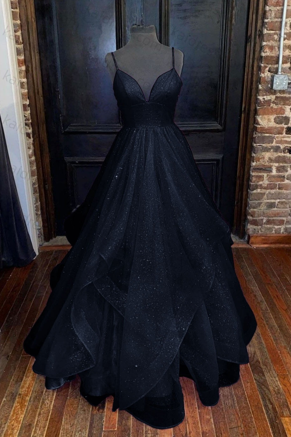 A-line Princess Sweetheart Sleeveless Long/Floor-Length Tulle Sparkling Prom Dress