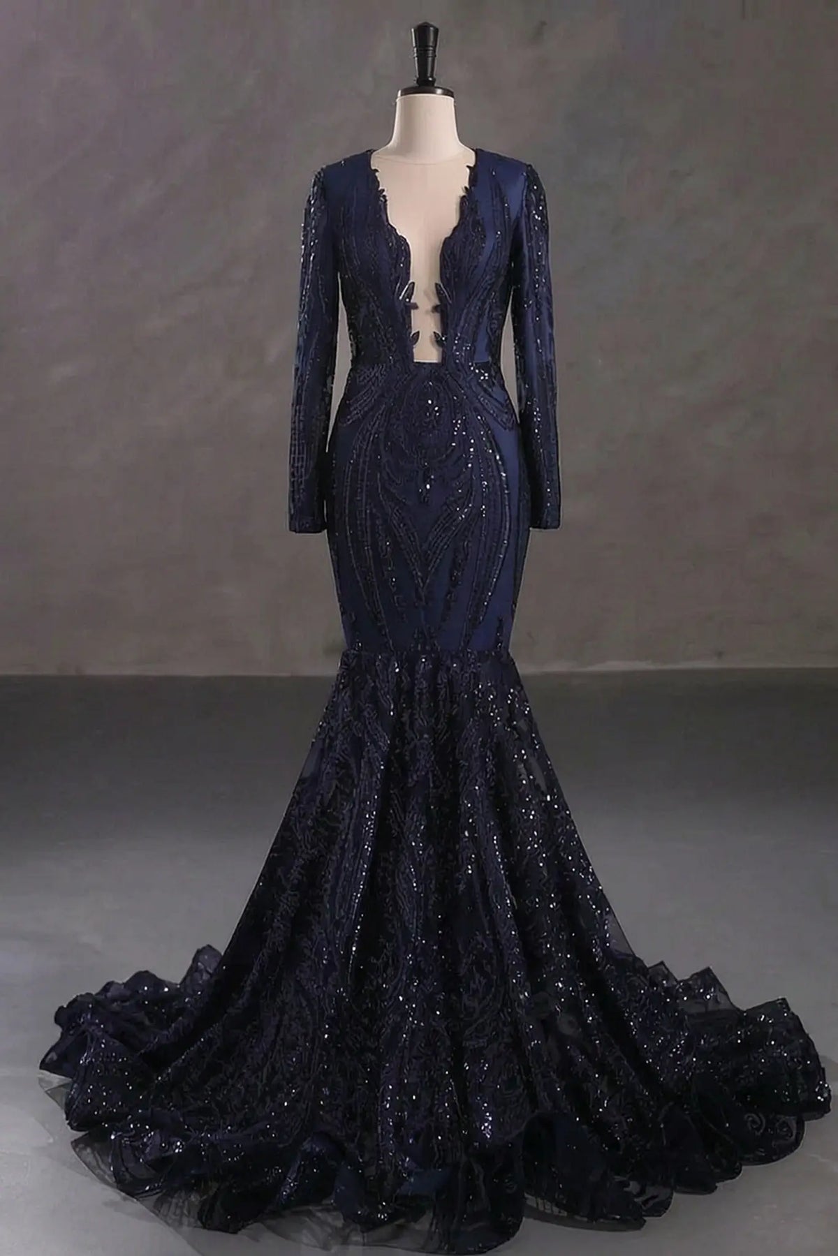 Mermaid Sequin Long Sleeve Silver Long Prom Dresses Sparkly Corset Evening Gowns