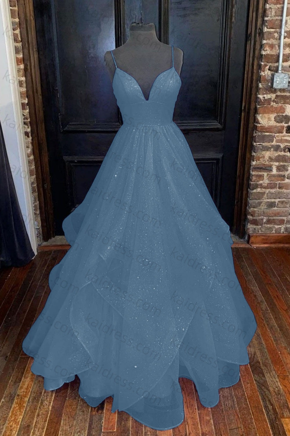 A-line Princess Sweetheart Sleeveless Long/Floor-Length Tulle Sparkling Prom Dress