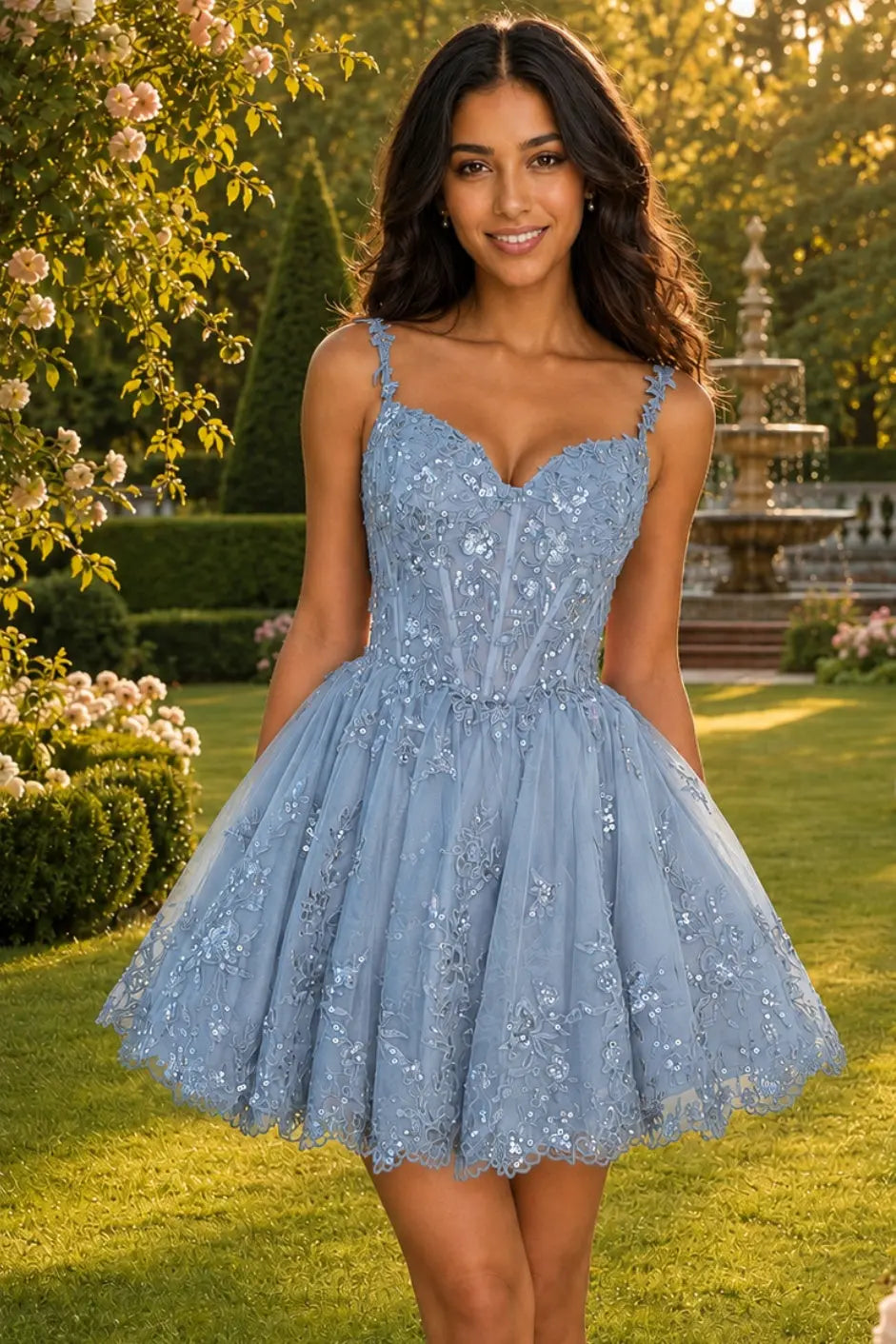 Glittering A-line Sweetheart Short/Mini Tulle Homecoming Dress with Appliqued Beading KAIDRESS