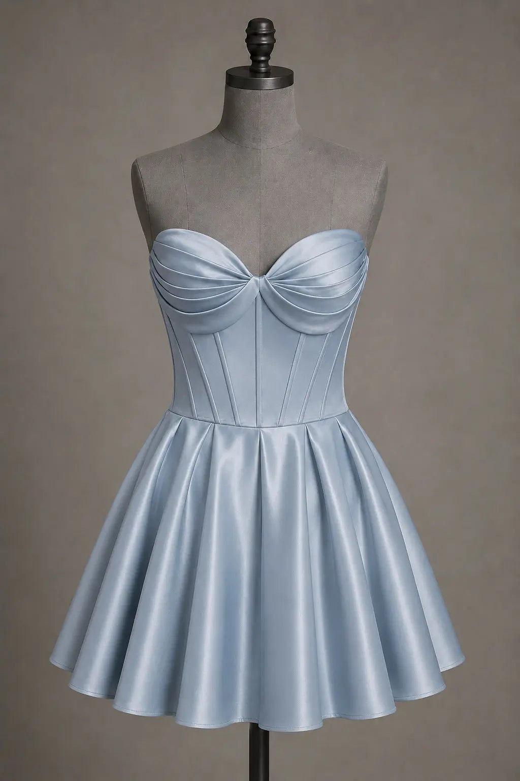 Black Sweetheart Satin Mini A Line Corset Homecoming Dress KAIDRESS