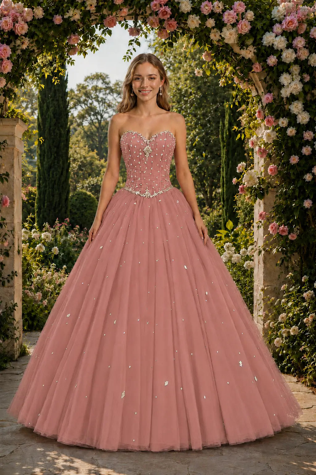 Royal Blue Princess Quinceanera Dress Rhinestone Tulle Ball Gown Prom KAIDRESS