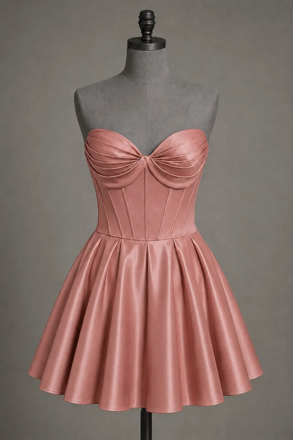 Black Sweetheart Satin Mini A Line Corset Homecoming Dress KAIDRESS