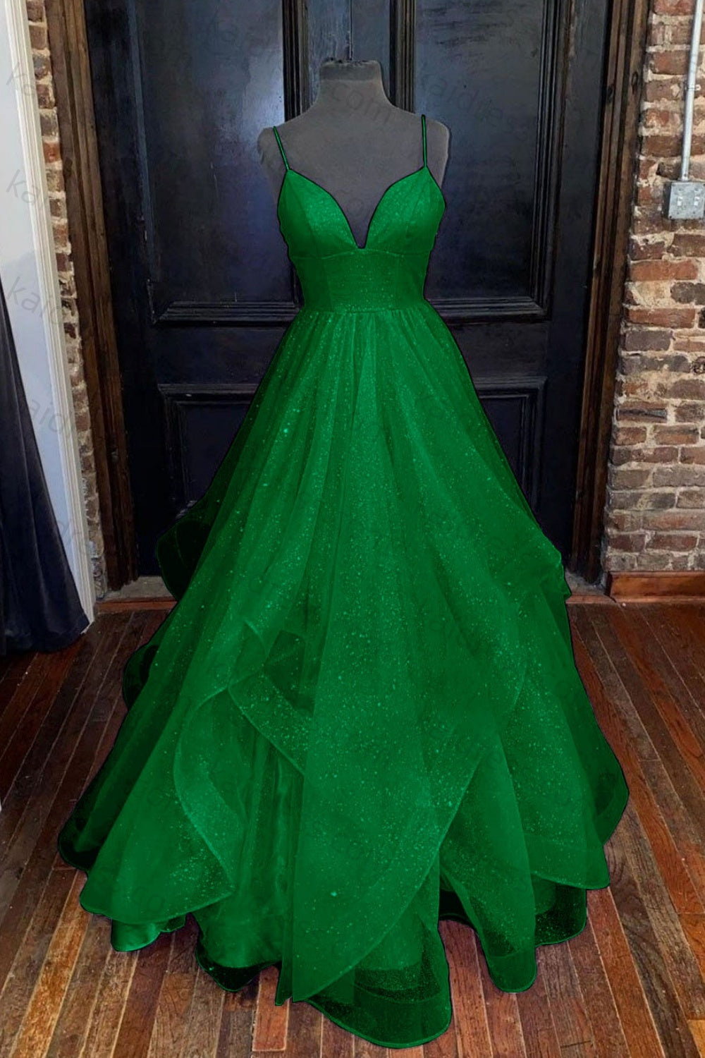 A-line Princess Sweetheart Sleeveless Long/Floor-Length Tulle Sparkling Prom Dress