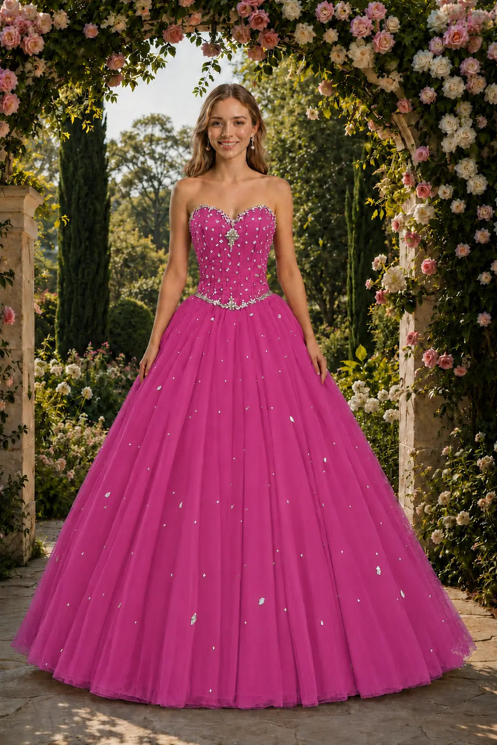 Royal Blue Princess Quinceanera Dress Rhinestone Tulle Ball Gown Prom KAIDRESS