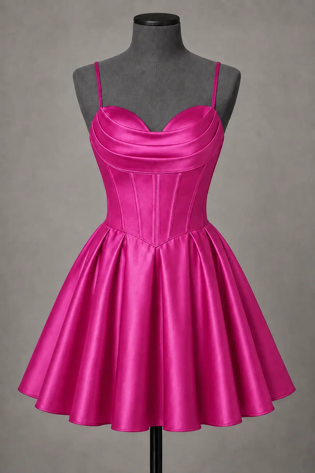 Black Satin Corset Mini Homecoming Dress A Line Hoco Party Dress KAIDRESS