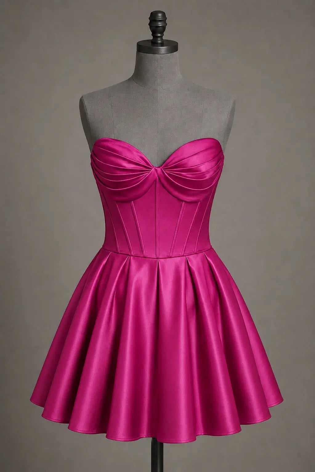 Black Sweetheart Satin Mini A Line Corset Homecoming Dress KAIDRESS