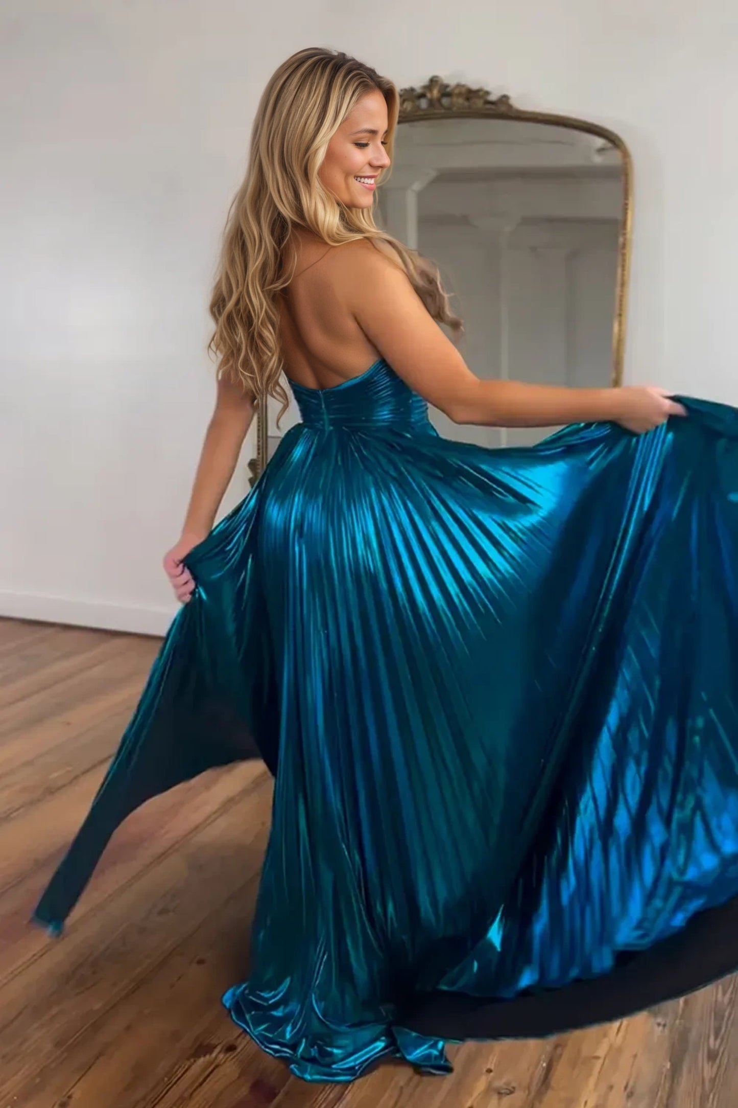 Glitter Fuchsia Formal Prom Dresses Long Halter Princess Evening Gowns