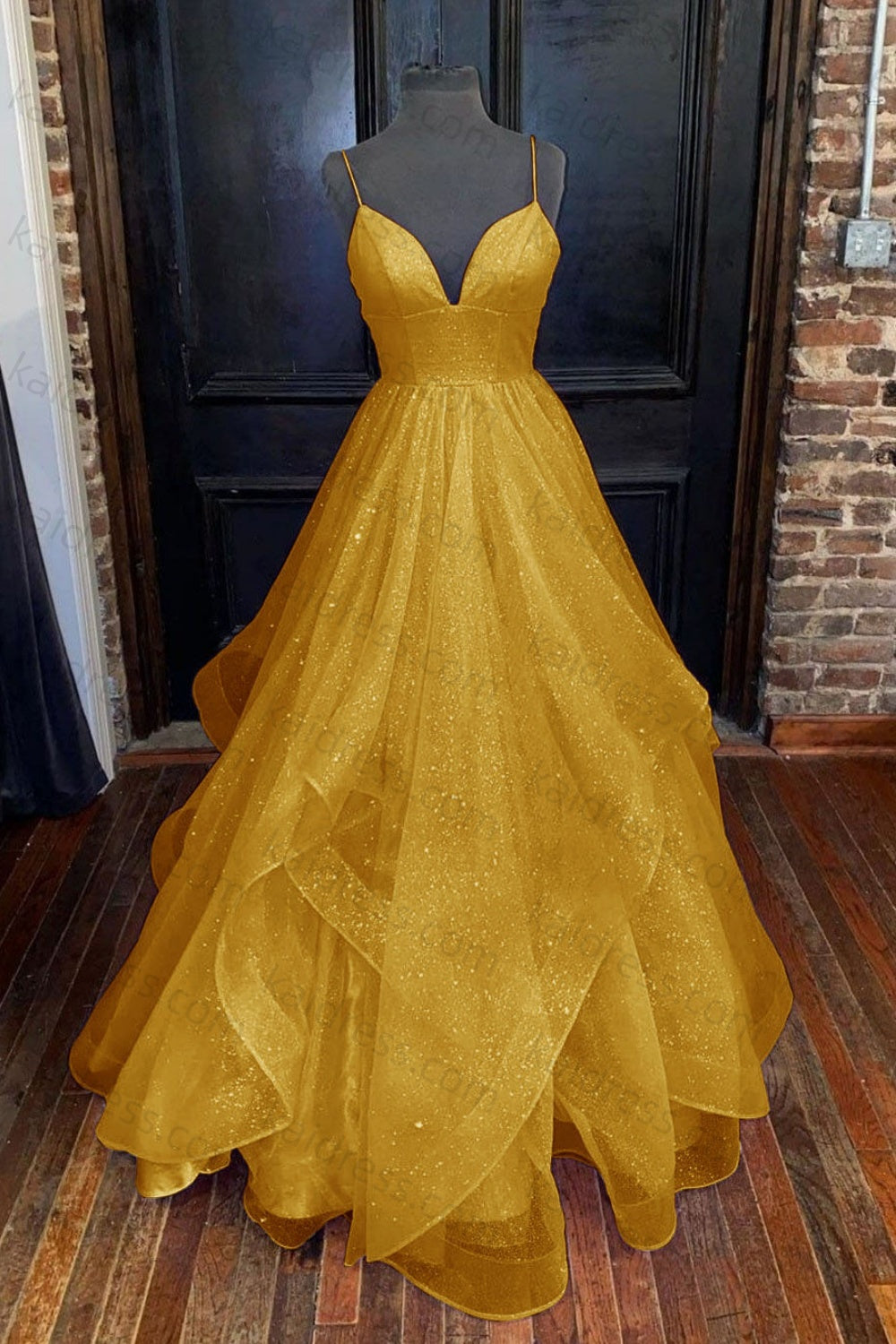A-line Princess Sweetheart Sleeveless Long/Floor-Length Tulle Sparkling Prom Dress