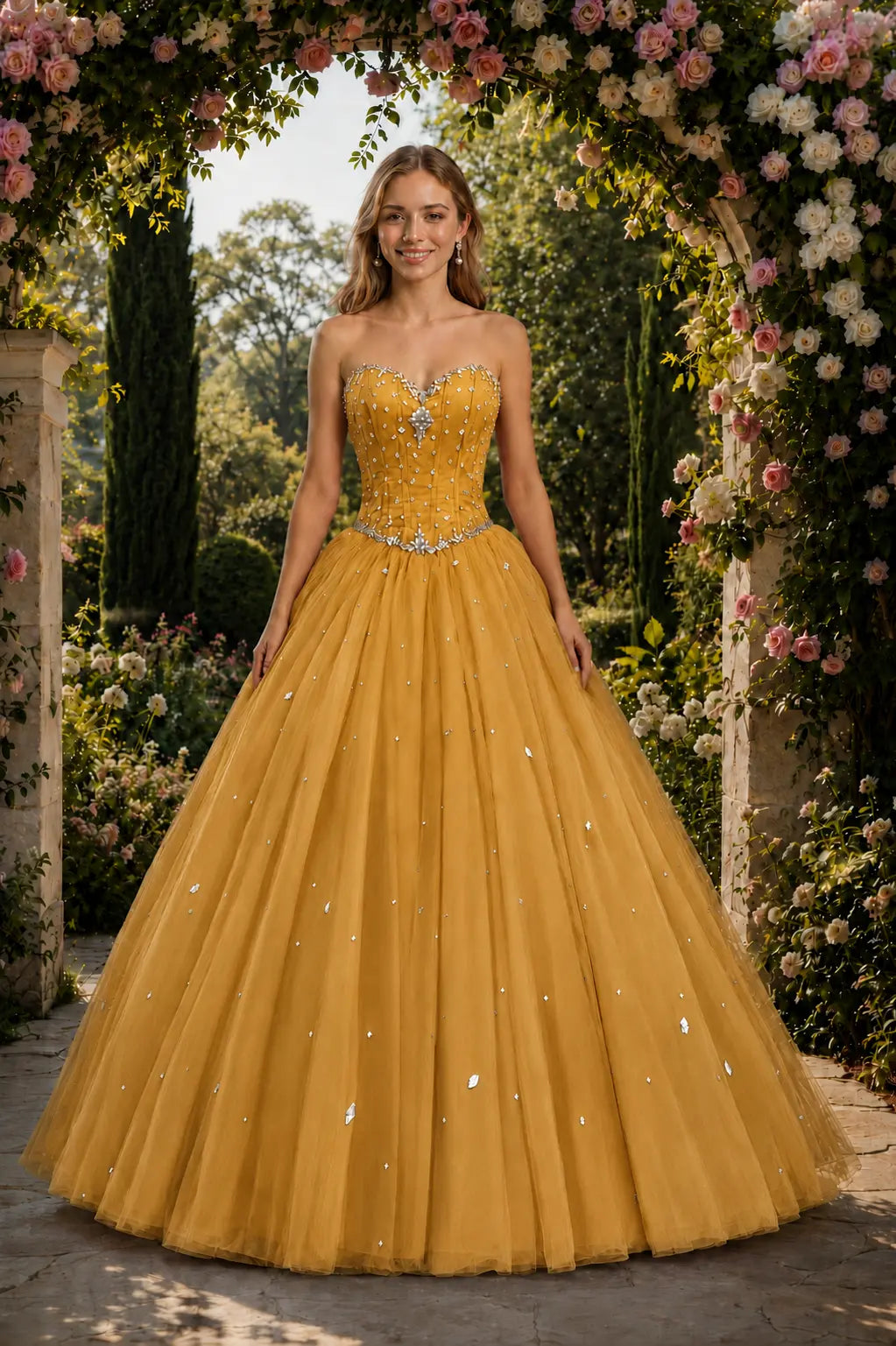 Royal Blue Princess Quinceanera Dress Rhinestone Tulle Ball Gown Prom KAIDRESS
