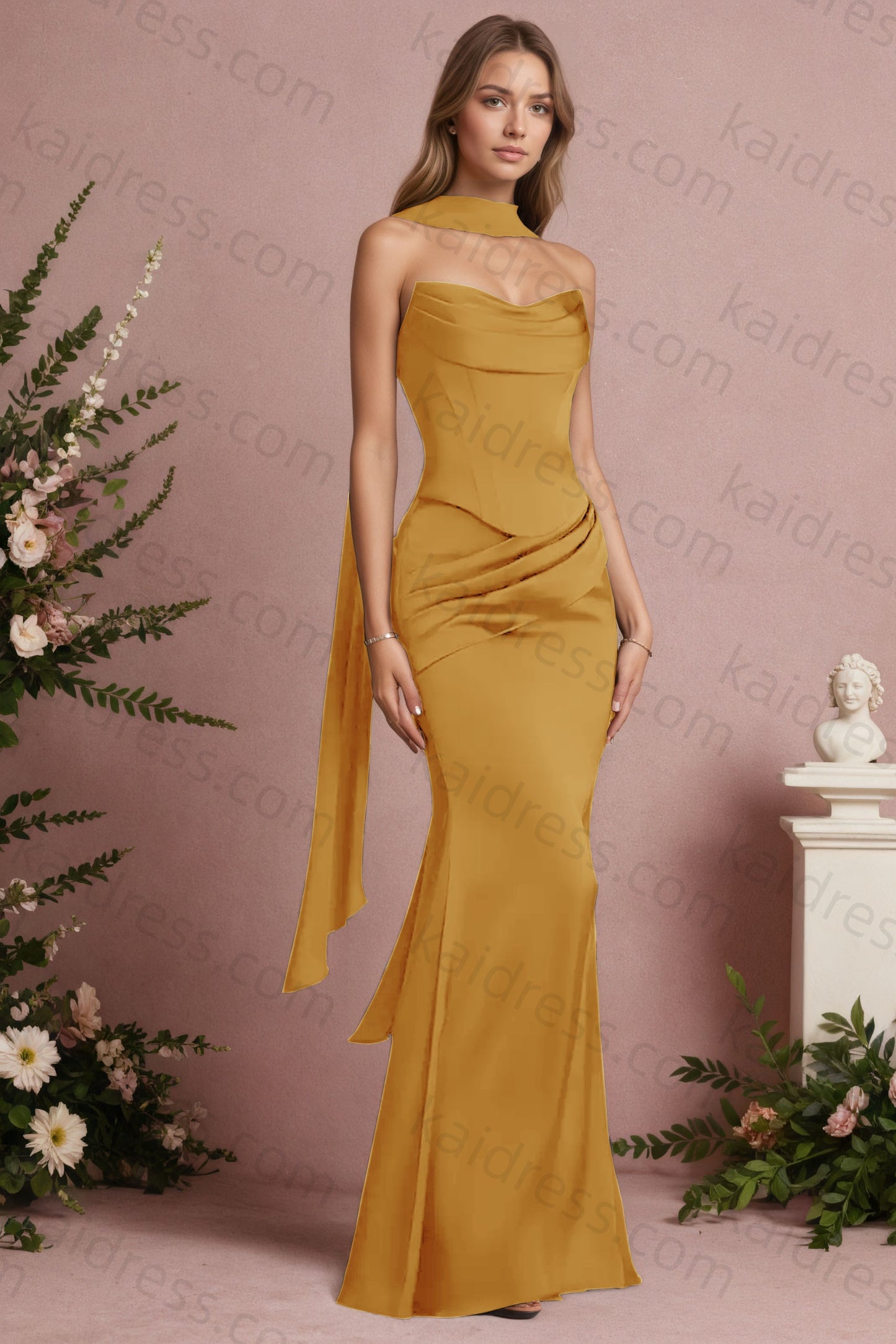 Mermaid Black Strapless Satin Long Prom Dresses Corset Evening Dresses