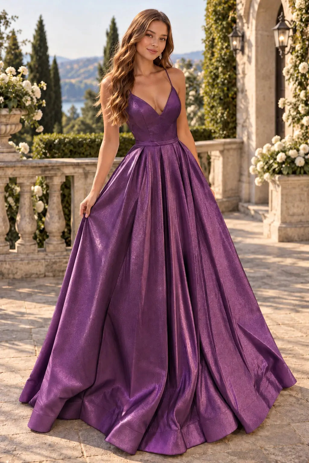 A Line V Neck Silver Gray Long Prom Dresses Silver Gray Long Formal Evening Dresses