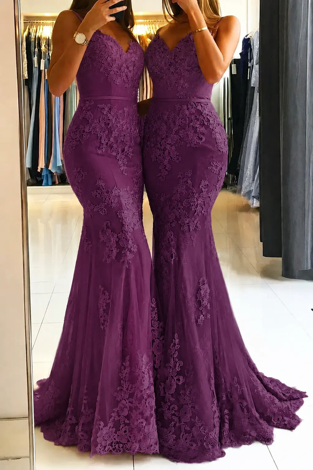 Trumpet/Mermaid Sweetheart Sleeveless Long/Floor-Length Tulle Prom Dresses With Appliqued KAIDRESS