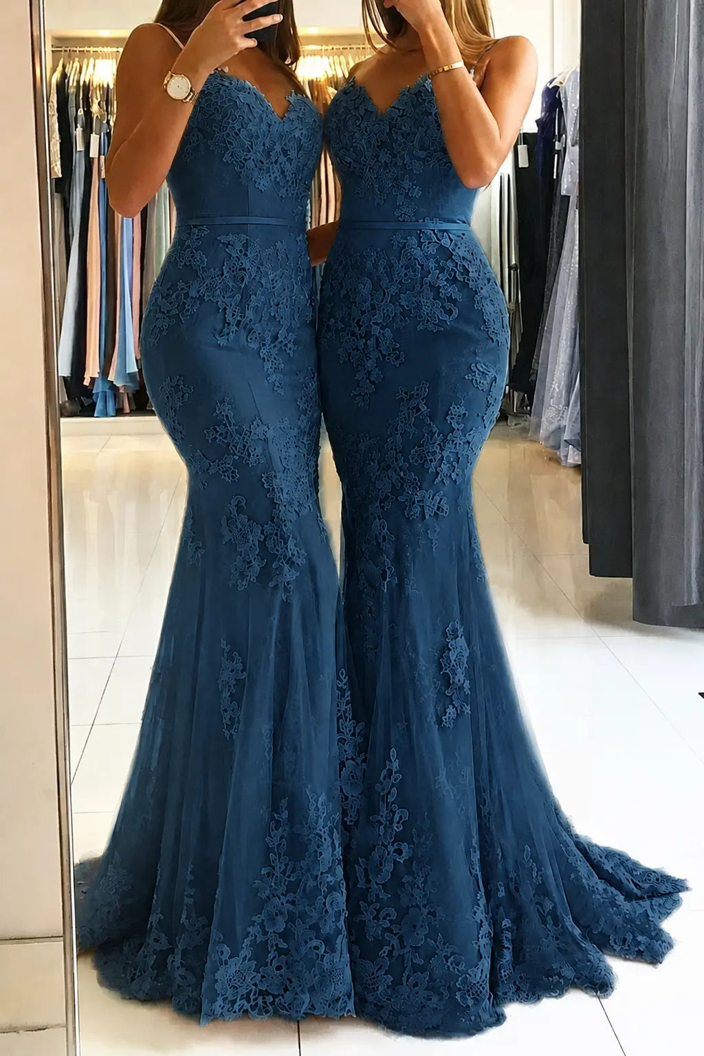 Trumpet/Mermaid Sweetheart Sleeveless Long/Floor-Length Tulle Prom Dresses With Appliqued KAIDRESS