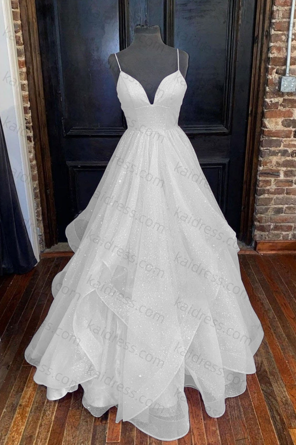 A-line Princess Sweetheart Sleeveless Long/Floor-Length Tulle Sparkling Prom Dress