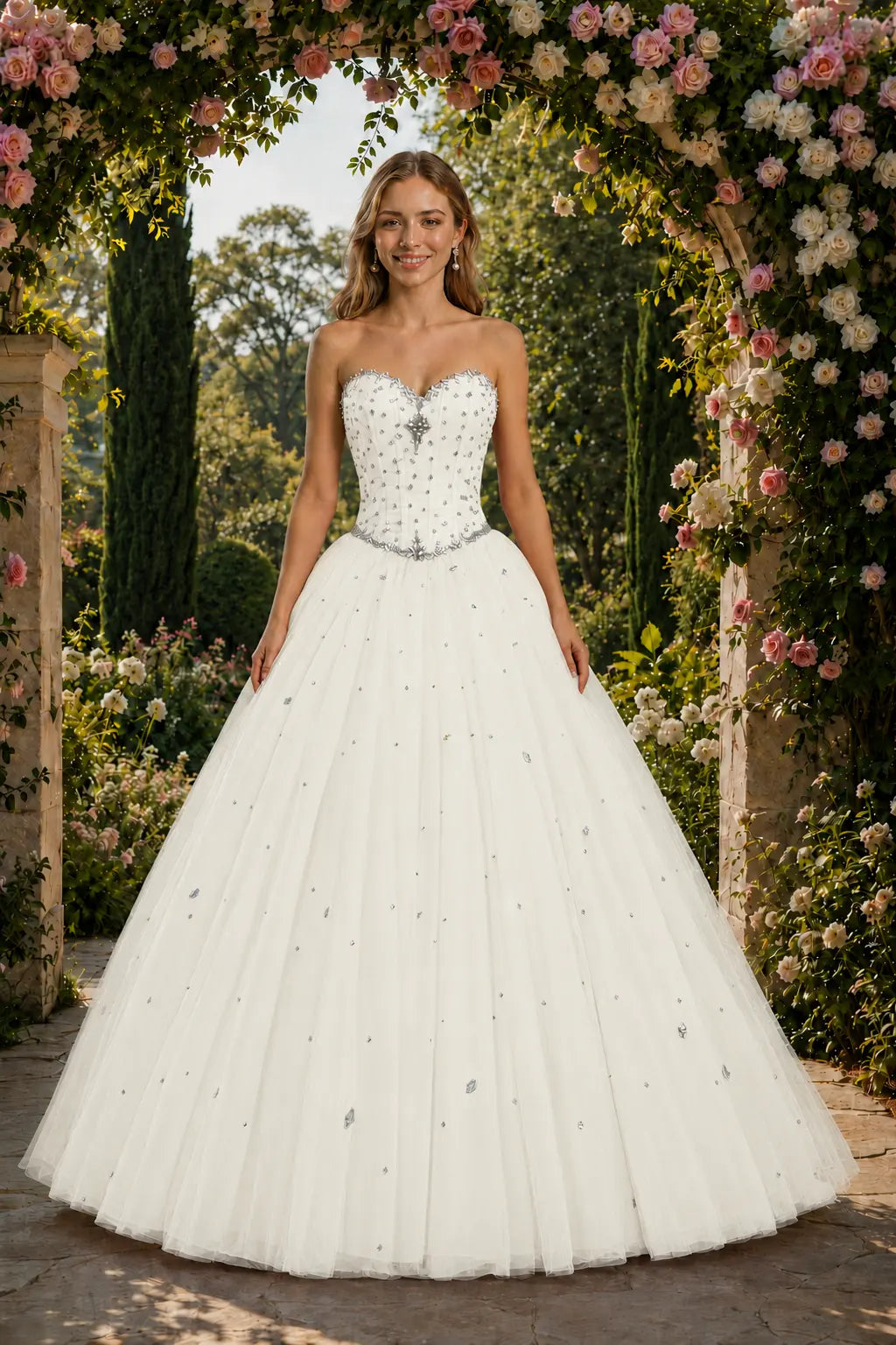 Royal Blue Princess Quinceanera Dress Rhinestone Tulle Ball Gown Prom KAIDRESS