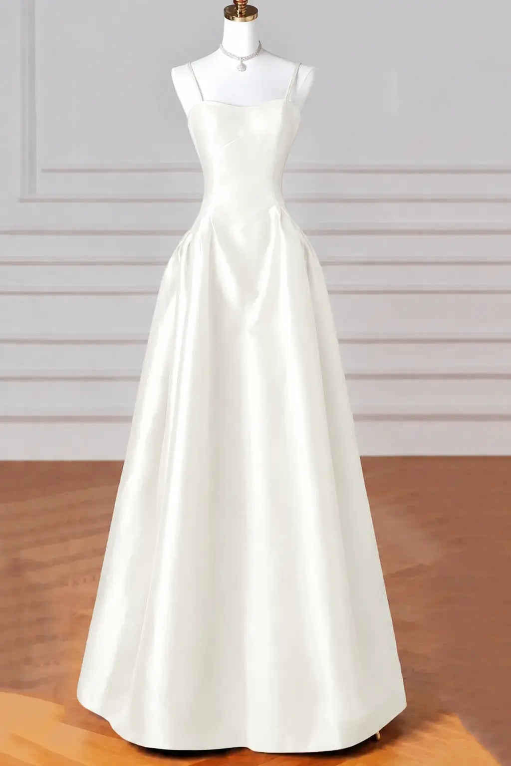 A-Line/Princess Halter Satin Sleeveless Long Prom Dress Black Prom Gown Kaidress