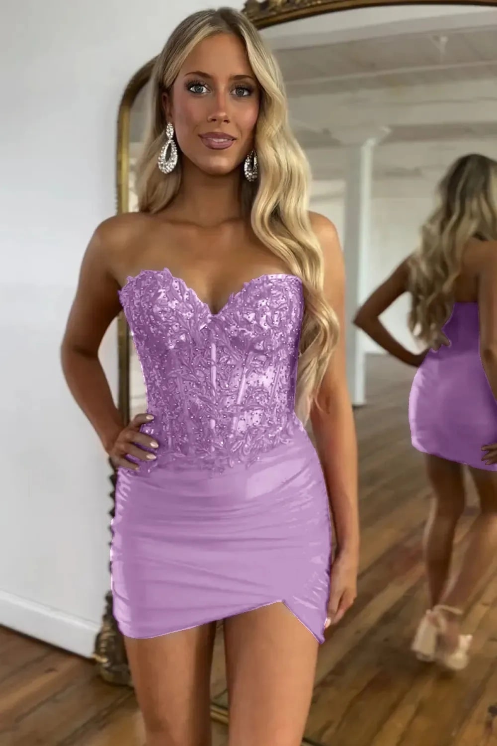 Fuchsia Sweetheart Tight Corset Homecoming Dress with Beading