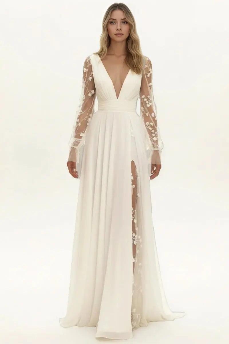 Kaidress 2026 Lace Boho Wedding Dress for Bride Long Sleeve Custom Made