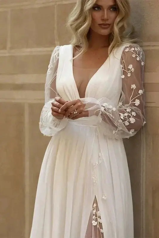Kaidress 2026 Lace Boho Wedding Dress for Bride Long Sleeve Custom Made
