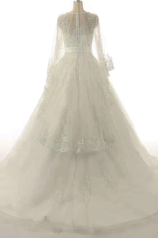 Kaidress 2026 Scoop Lace Boho A-Line Long Sleeve Wedding Dress Custom