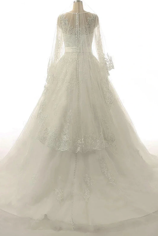 Kaidress 2026 Scoop Lace Boho A-Line Long Sleeve Wedding Dress Custom