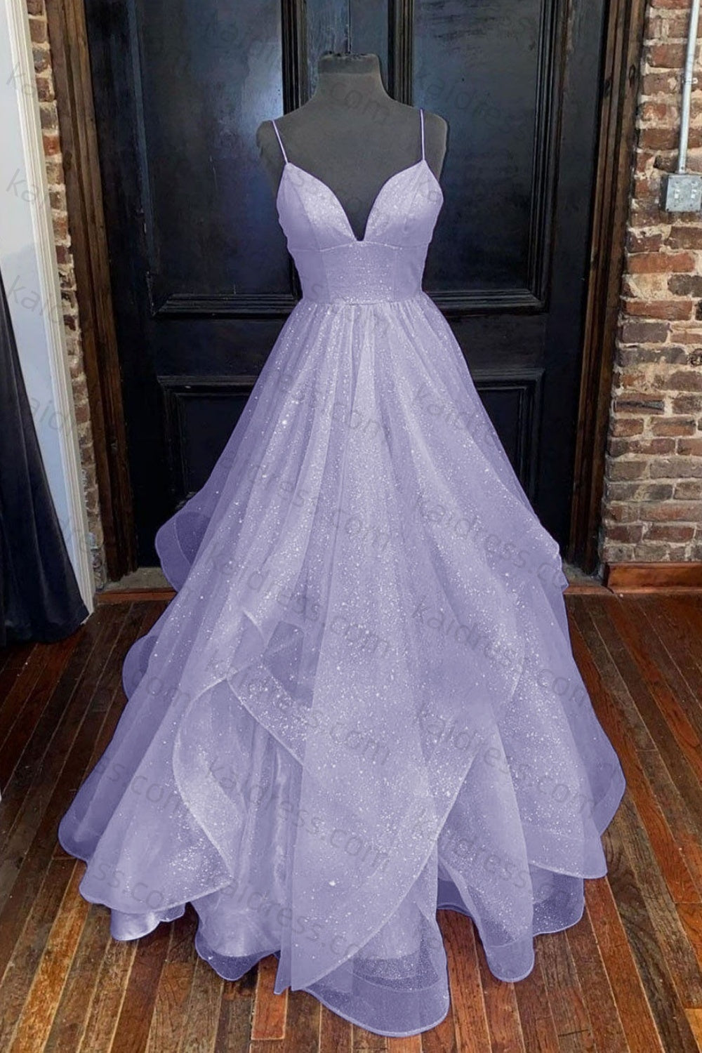 A-line Princess Sweetheart Sleeveless Long/Floor-Length Tulle Sparkling Prom Dress