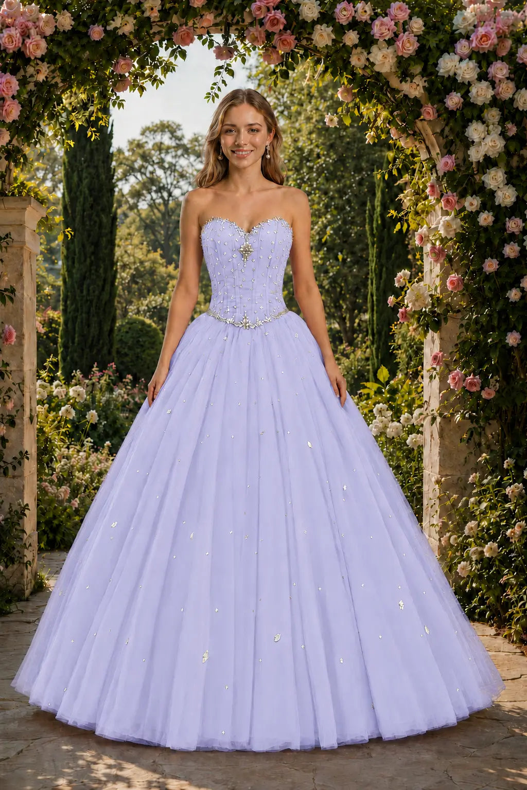 Royal Blue Princess Quinceanera Dress Rhinestone Tulle Ball Gown Prom KAIDRESS