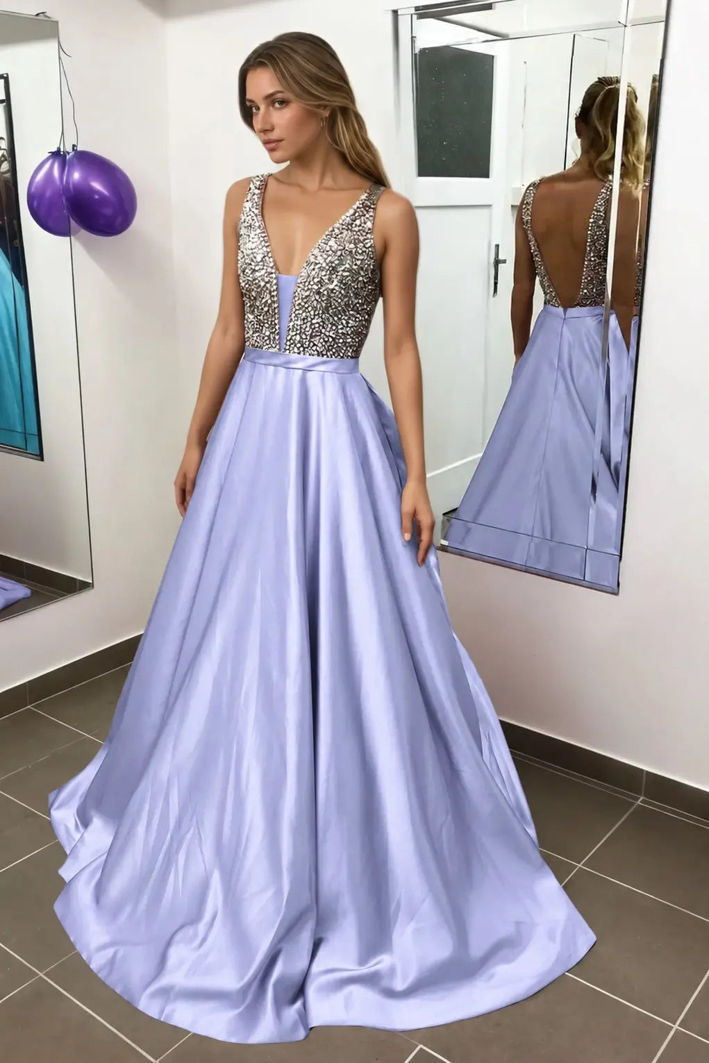 Satin Burgundy Formal Prom Dresses Sparkly Long Princess Evening Gowns