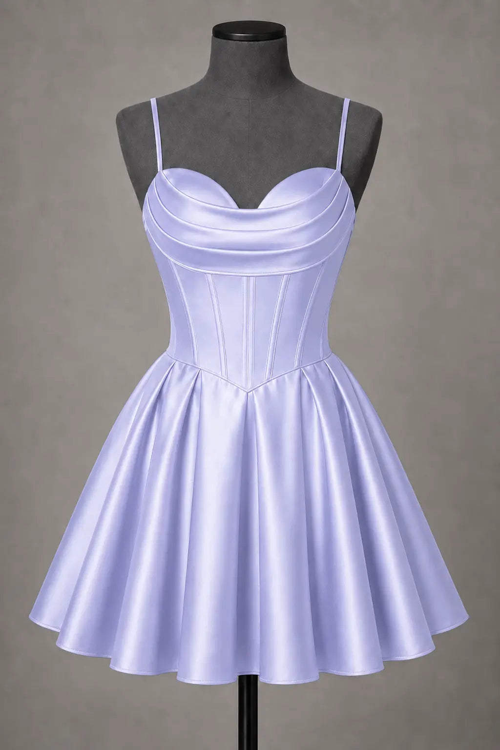 Black Satin Corset Mini Homecoming Dress A Line Hoco Party Dress KAIDRESS
