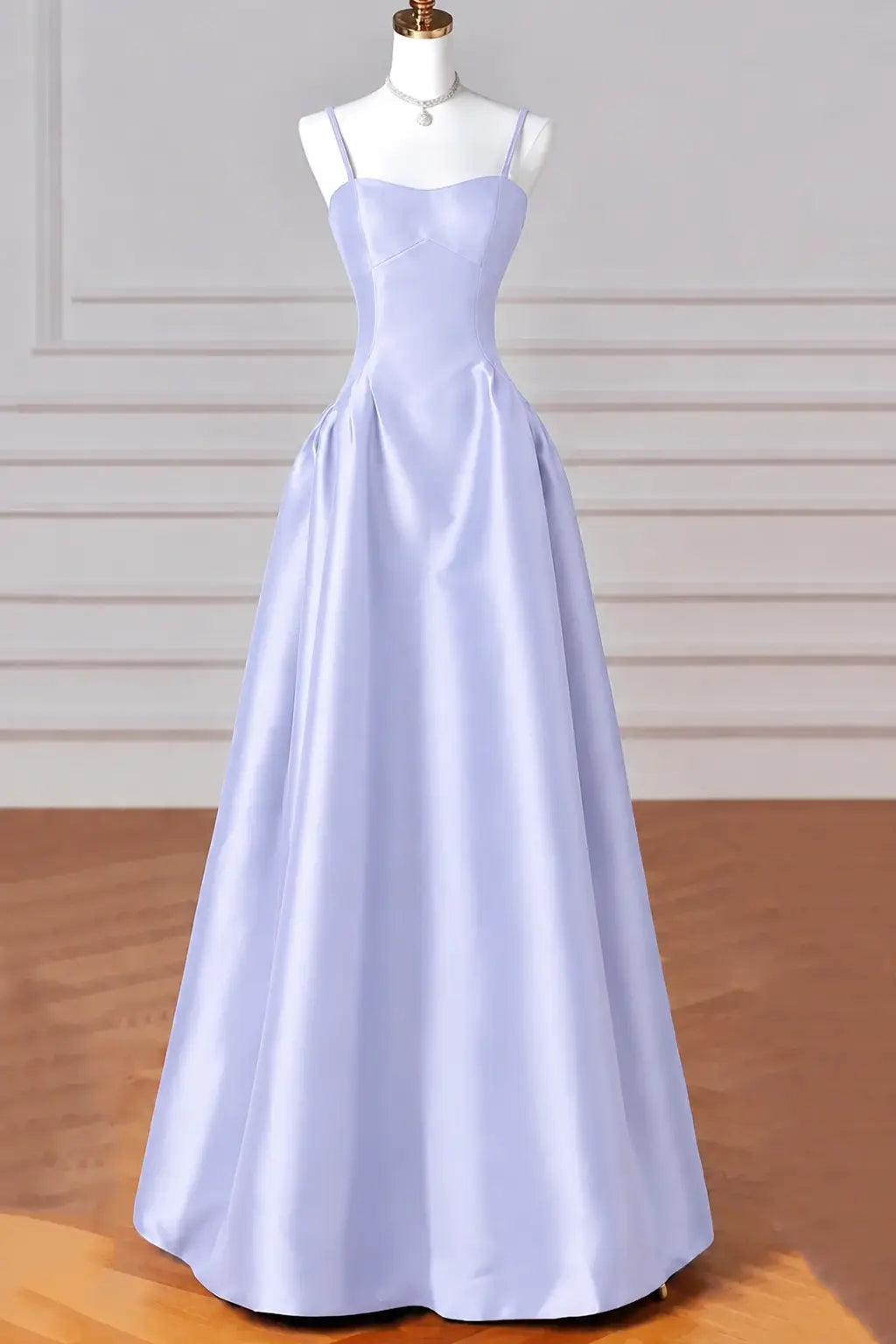 A-Line/Princess Halter Satin Sleeveless Long Prom Dress Black Prom Gown Kaidress