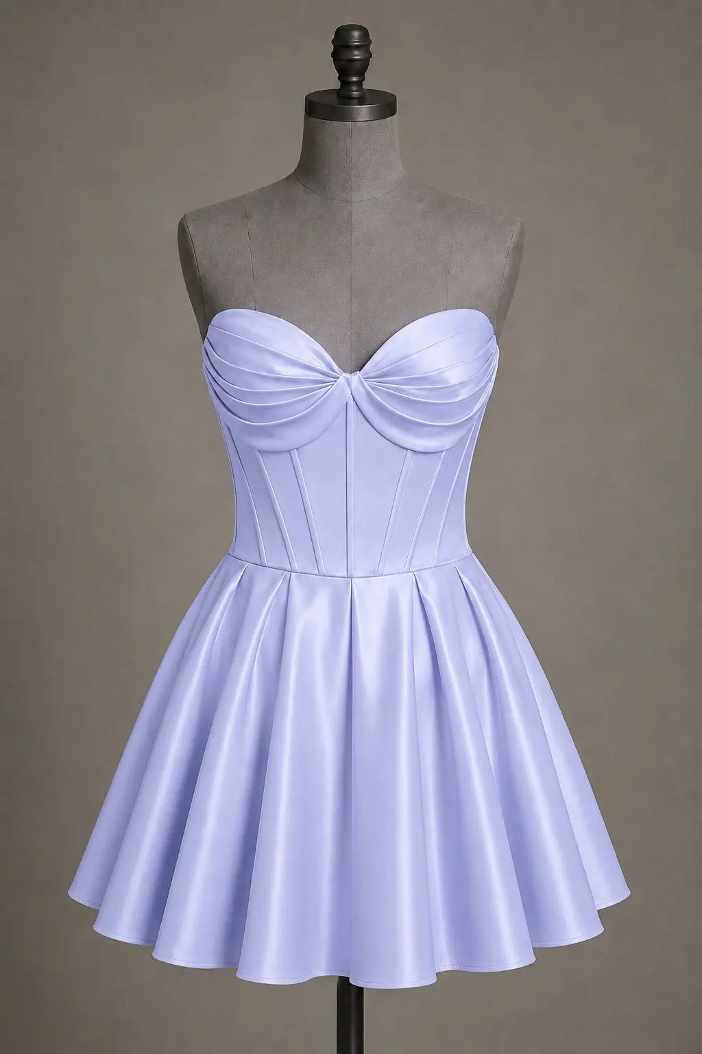 Black Sweetheart Satin Mini A Line Corset Homecoming Dress KAIDRESS