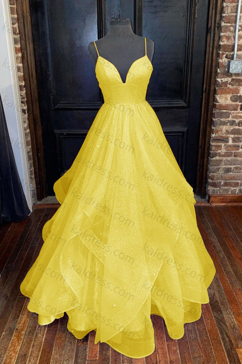 A-line Princess Sweetheart Sleeveless Long/Floor-Length Tulle Sparkling Prom Dress