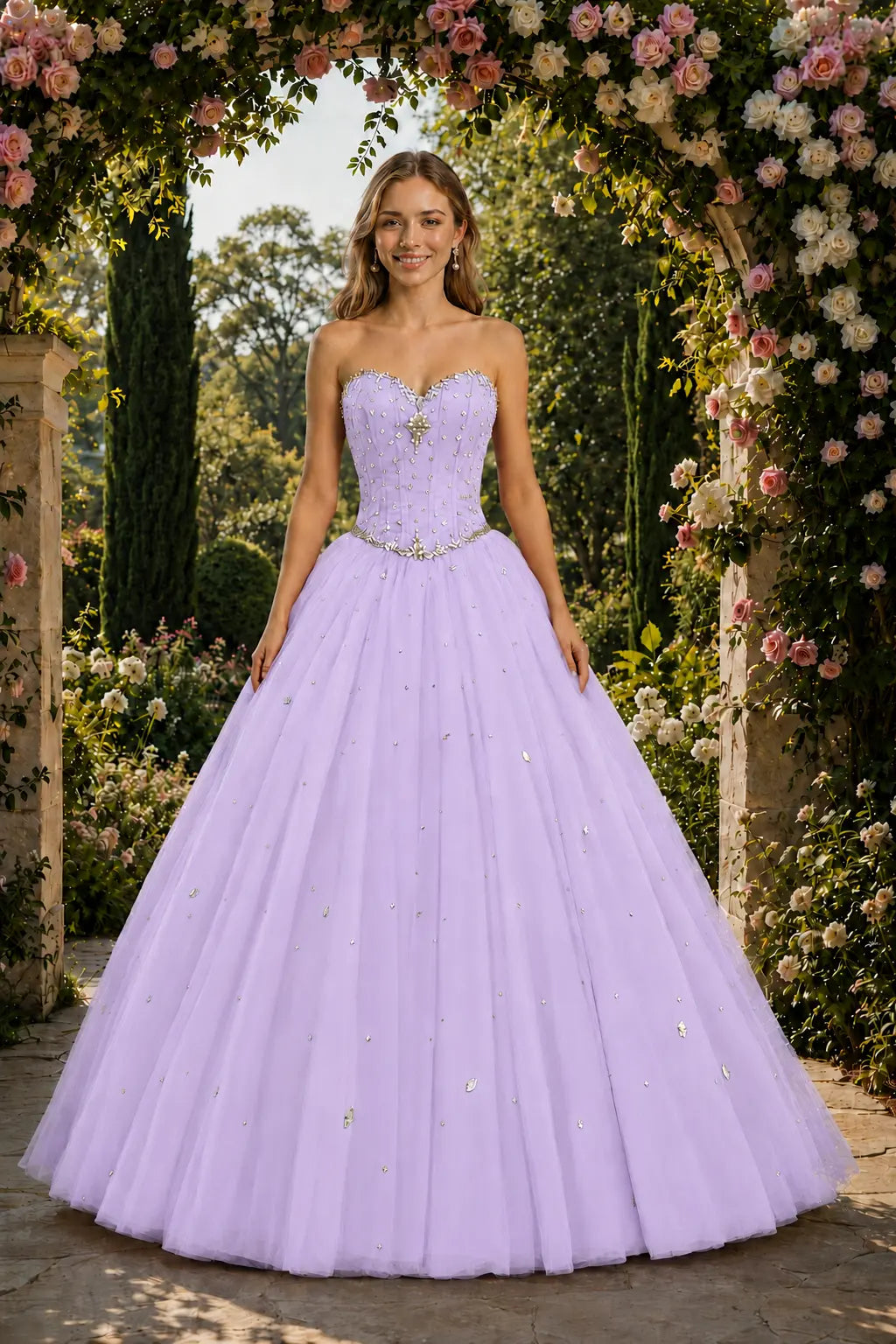 Royal Blue Princess Quinceanera Dress Rhinestone Tulle Ball Gown Prom KAIDRESS