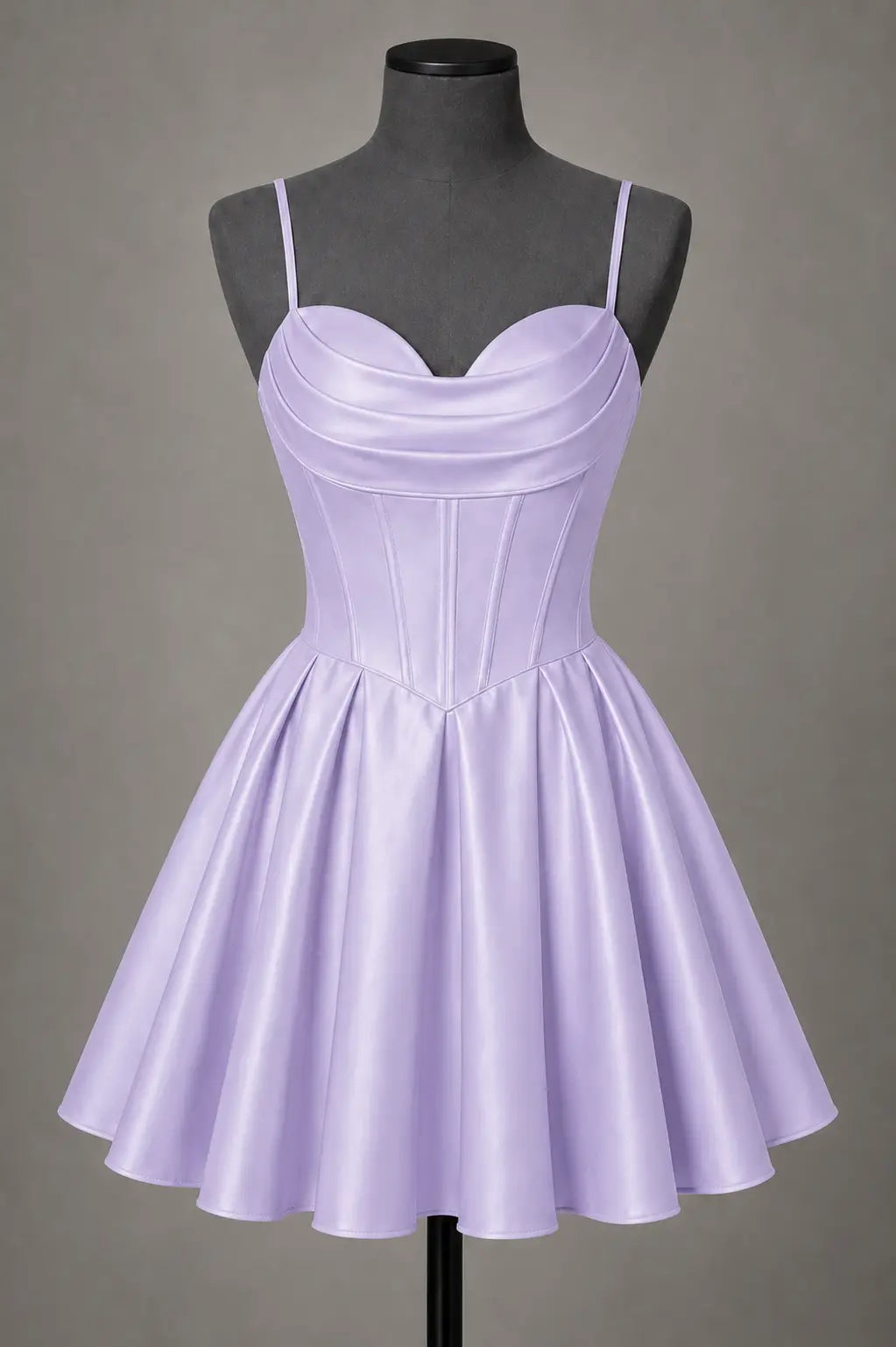 Black Satin Corset Mini Homecoming Dress A Line Hoco Party Dress KAIDRESS
