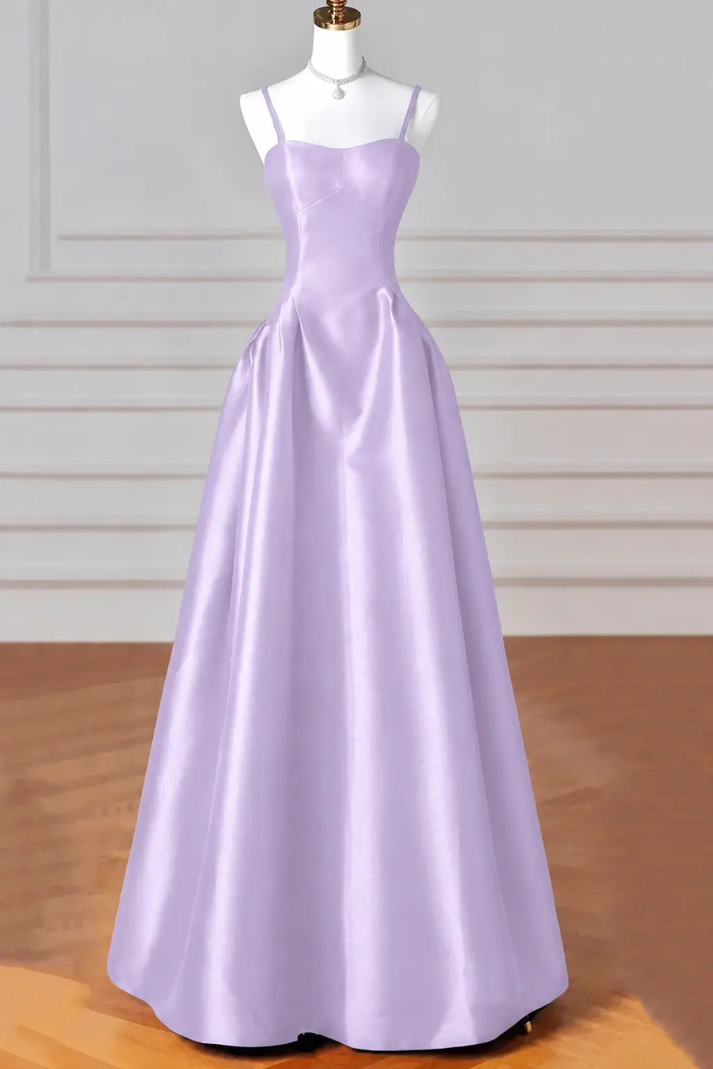 A-Line/Princess Halter Satin Sleeveless Long Prom Dress Black Prom Gown Kaidress
