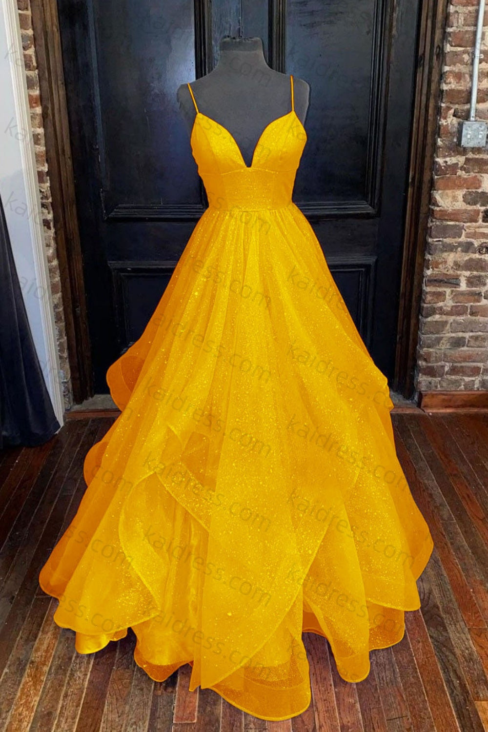 A-line Princess Sweetheart Sleeveless Long/Floor-Length Tulle Sparkling Prom Dress