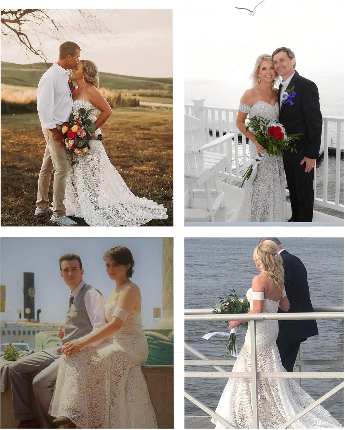 Mermaid Sweetheart Sleeveless Lace Sweep/Brush Train Boho Wedding Dresses