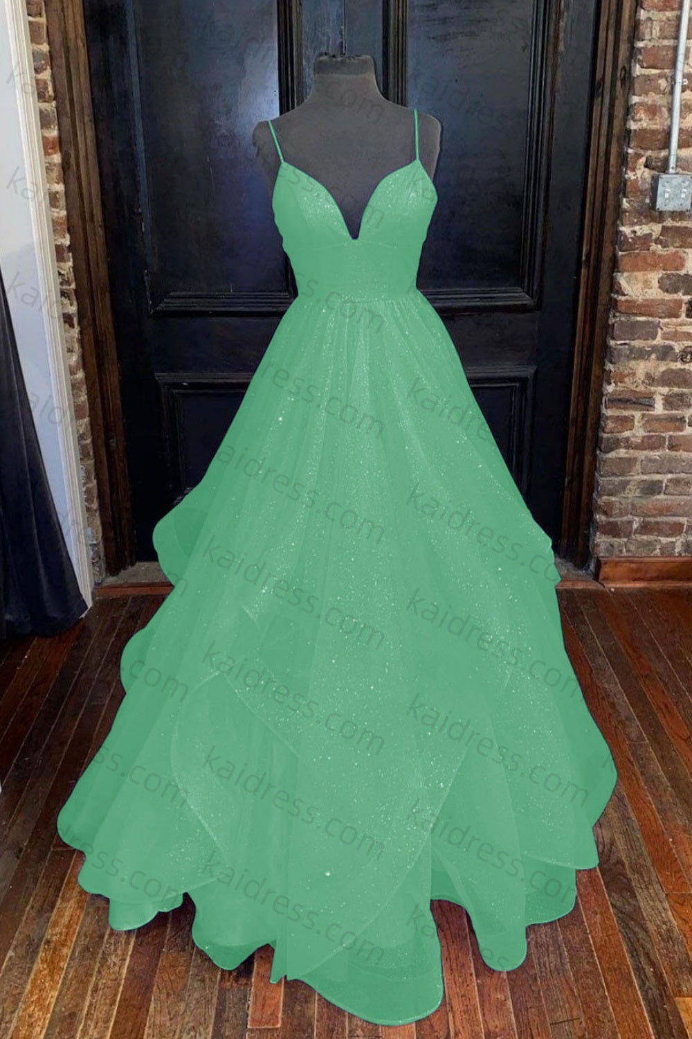 A-line Princess Sweetheart Sleeveless Long/Floor-Length Tulle Sparkling Prom Dress