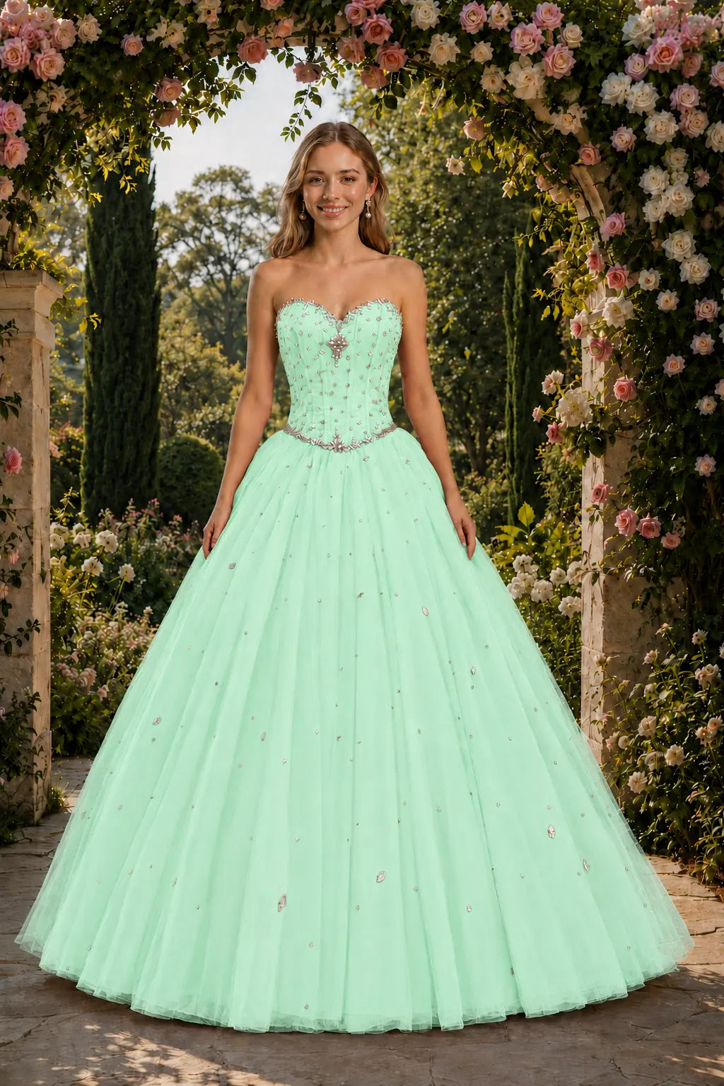 Royal Blue Princess Quinceanera Dress Rhinestone Tulle Ball Gown Prom KAIDRESS