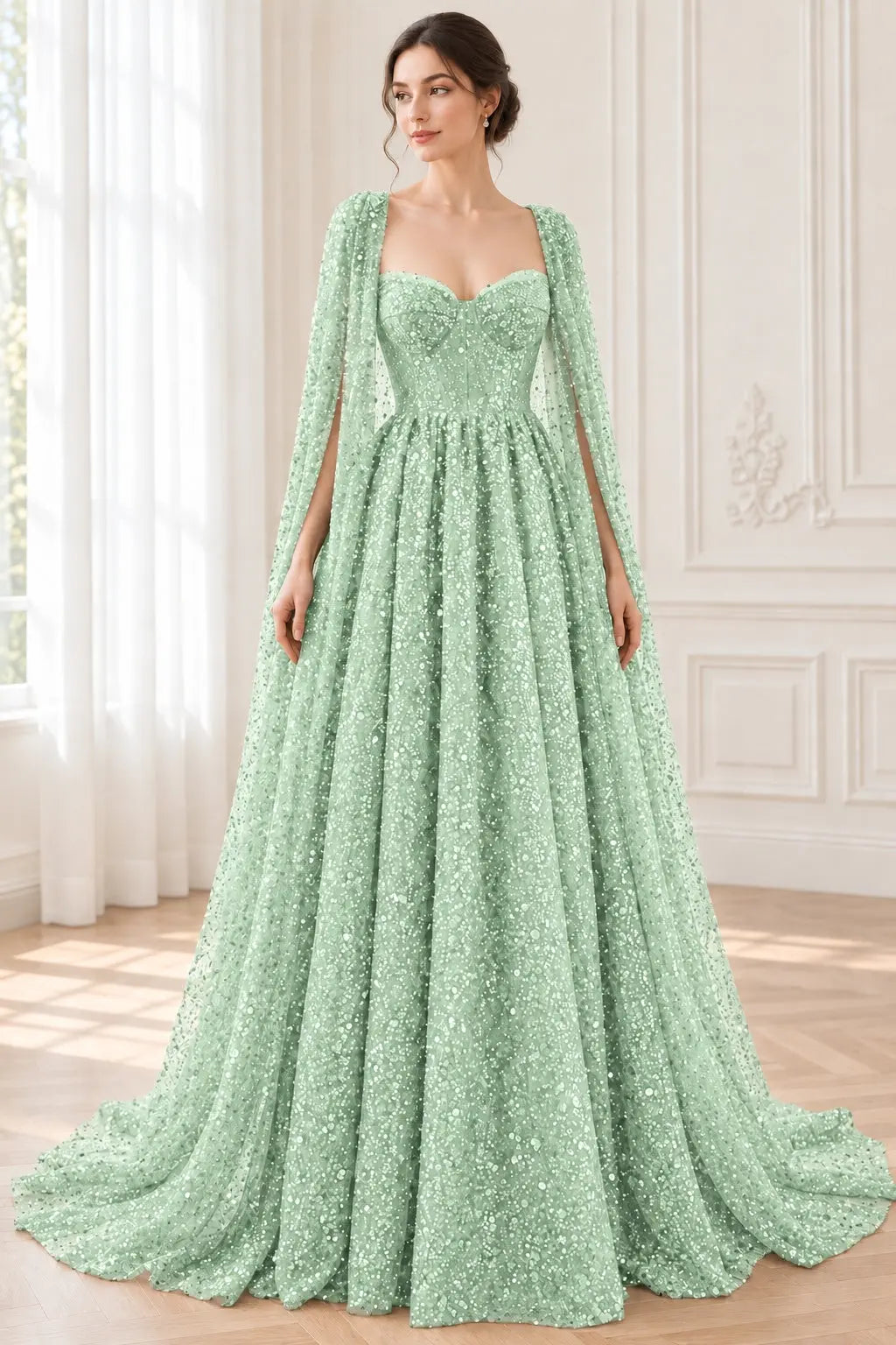 A-line Sequin Lace Purple Long Prom Dresses Sparkly Formal Evening Gowns