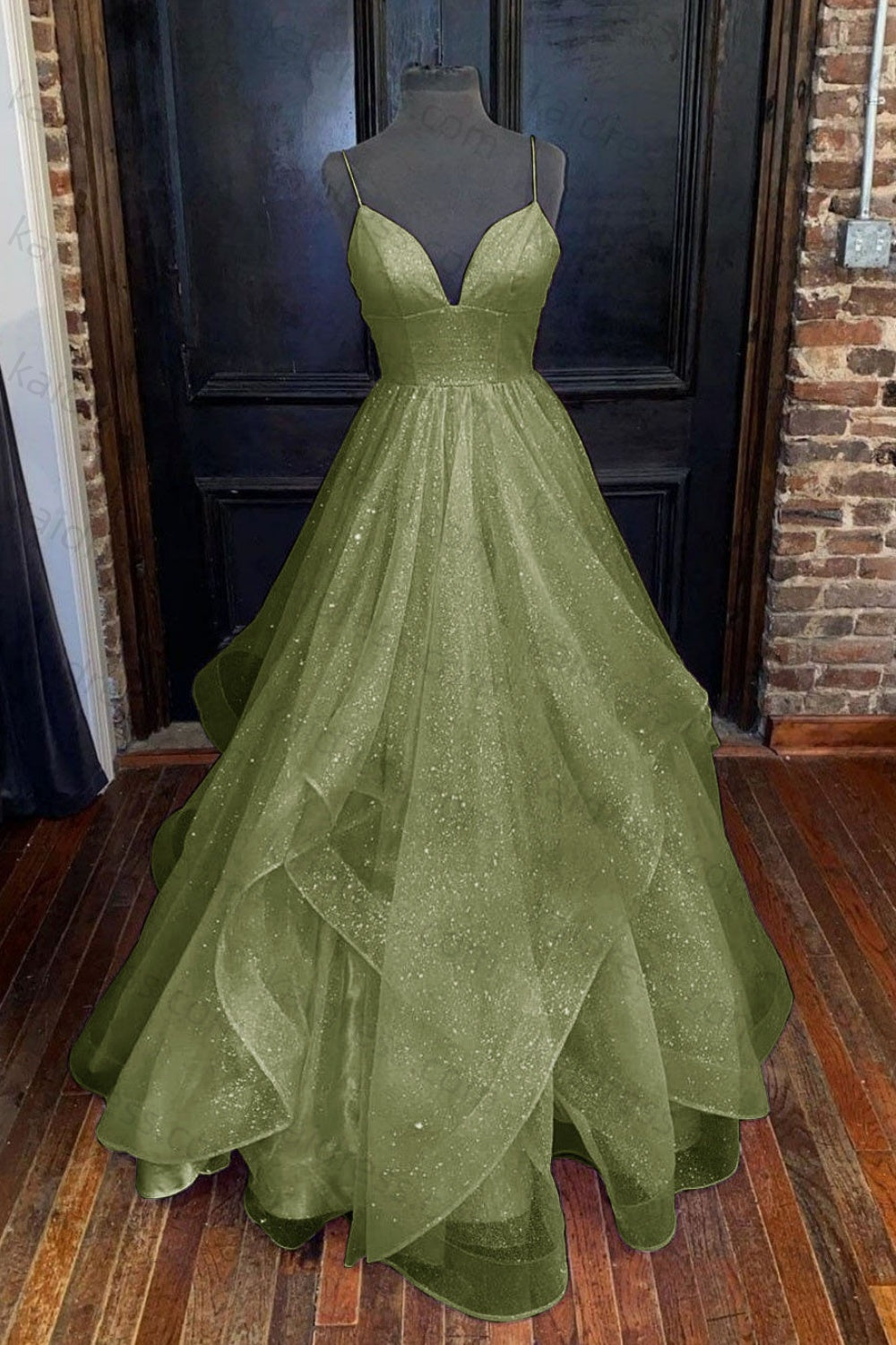 A-line Princess Sweetheart Sleeveless Long/Floor-Length Tulle Sparkling Prom Dress