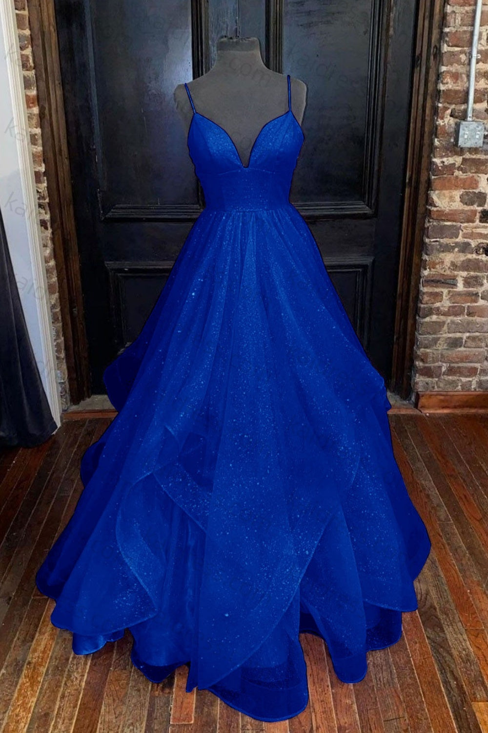 A-line Princess Sweetheart Sleeveless Long/Floor-Length Tulle Sparkling Prom Dress