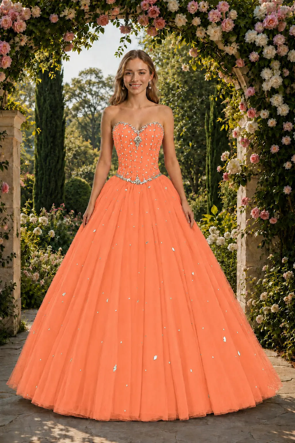 Royal Blue Princess Quinceanera Dress Rhinestone Tulle Ball Gown Prom KAIDRESS