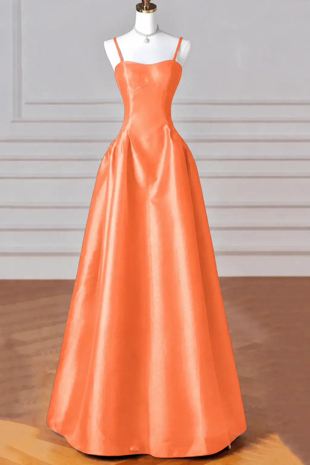 A-Line/Princess Halter Satin Sleeveless Long Prom Dress Black Prom Gown Kaidress