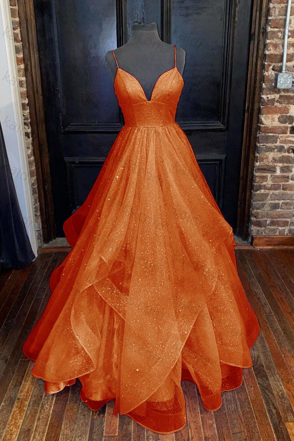 A-line Princess Sweetheart Sleeveless Long/Floor-Length Tulle Sparkling Prom Dress