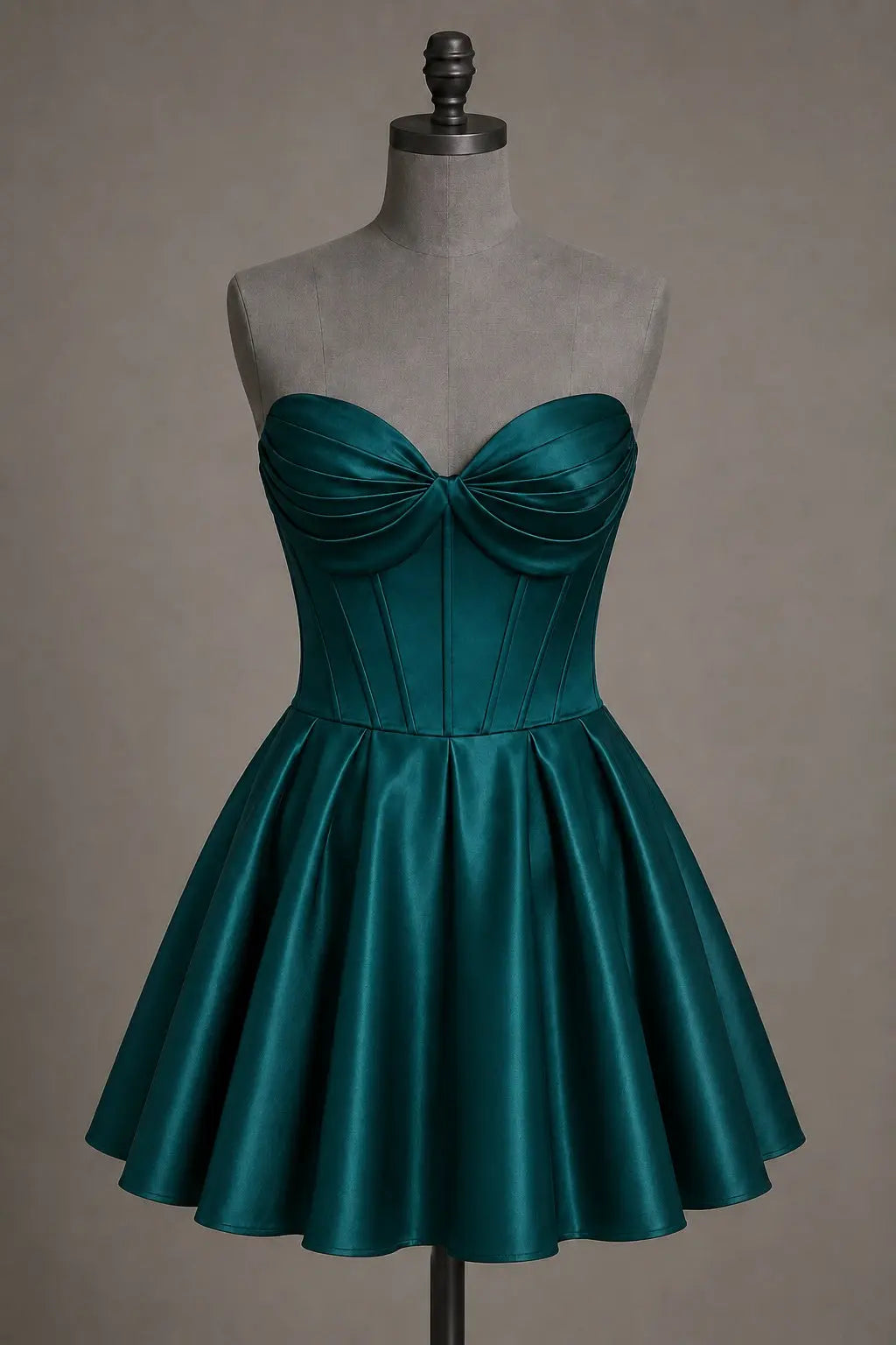 Black Sweetheart Satin Mini A Line Corset Homecoming Dress KAIDRESS