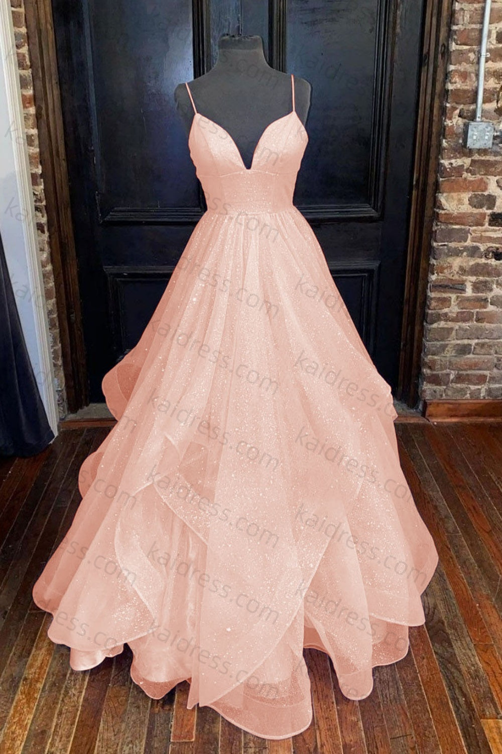 A-line Princess Sweetheart Sleeveless Long/Floor-Length Tulle Sparkling Prom Dress