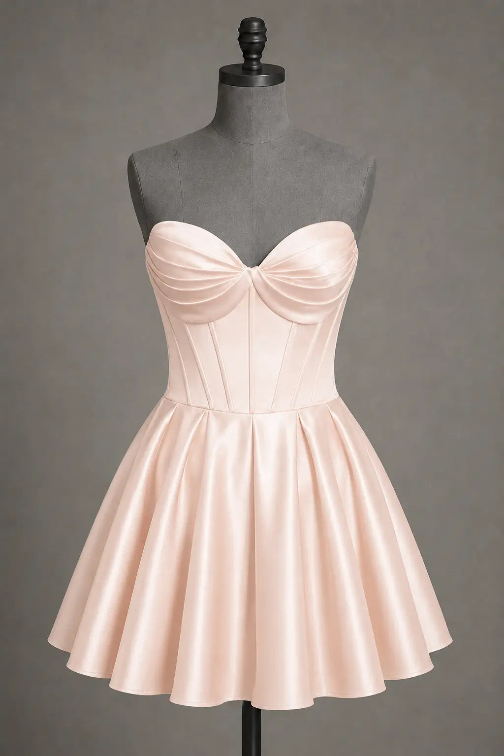 Black Sweetheart Satin Mini A Line Corset Homecoming Dress KAIDRESS