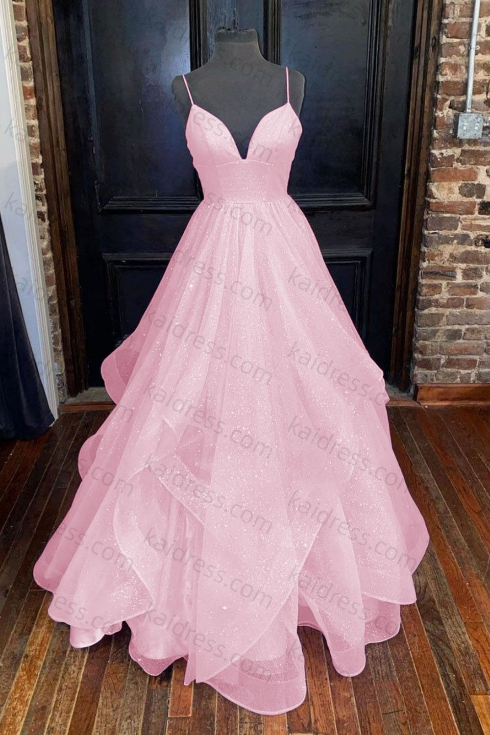 A-line Princess Sweetheart Sleeveless Long/Floor-Length Tulle Sparkling Prom Dress